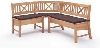 Eckbank Deborah aus Massivholz 135 x 224 x 87 Küchenbank massiv Buche lackiert/Dunkelbraun 12147-135224-braun