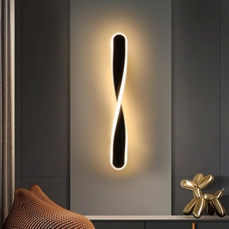 LETGOSPT Wandleuchte 16W Modern LED Wandlampe in Spiralform, 45CM Innen Spiralwandleuchte, LED fest integriert, Warmweiß, Wandlicht für Schlafzimmer Wohnzimmer Flur Treppenhaus,Schwarz