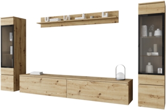 Wohnwand Doppo II, ohne Beleuchtung, Farbe: Artisan Eiche