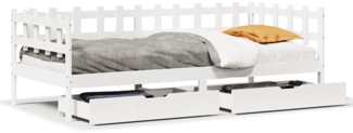 vidaXL Tagesbett mit Schubladen Weiß 90x200 cm Kiefernholz 3302135