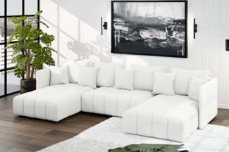 AX LIVING Sofa U Form mit Schlaffunktion Veliro U Weiß, 345 cm breit