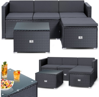 KESSER® Polyrattan Lounge Aruba, Gartenlounge für 3-4 Personen, mit Sitzkissen, Anthrazit