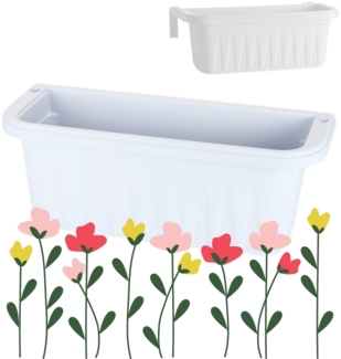 Blumenkasten Balkongeländer Balkon Blumenkasten Balkonkasten mit Halterung Balkonkasten Geländerkasten Balkonkasten mit Wasserspeicher weiß 50 cm