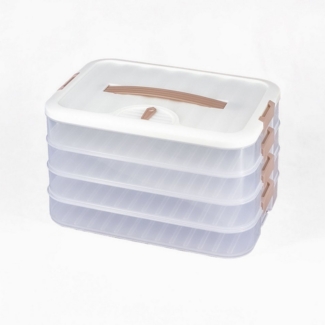 KVOTA Aufbewahrungssystem Knödelbox 4-lagig, weiß – Stapelbare Gefrier- und Aufbewahrungsbox, lebensmittelechter Kunststoff, (5-tlg, 4-Schichten, 1 Deckel), Transparent, 4-Schichten: einzeln entnehmbar, Click-Verbindung