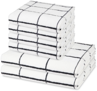 Ross Sensual Skin Karo 6 tlg. Frottier-Set - 4 X Handtuch (50 X 100cm), 2 X Duschtuch (75 X 140cm) - 500 - Weiß