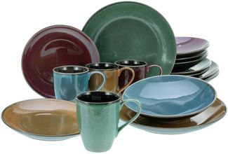 CreaTable 23858 Kombiservice Marrakesch für 4 Personen, Steinzeug, mehrfarbig (1 Set, 16-teilig)