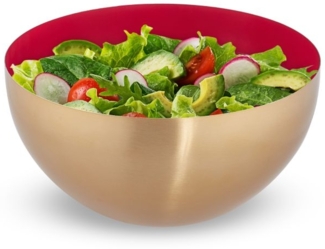 2 x Edelstahl Salatschüssel rot/gold