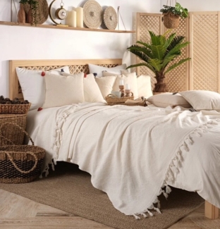 Wohndecke Wohndecke Lima aus Biobaumwolle in Creme, Sandiik