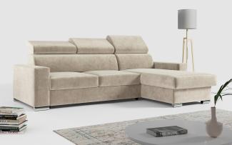 Ecksofa, Verstellbare Kopfstützen, L Couch, Polstersofa mit Bettkasten - FOX-L - Beige