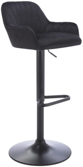 Vente-unique - Barhocker - Samt & schwarzes Metall - Höhenverstellbar - Schwarz - ELEANA