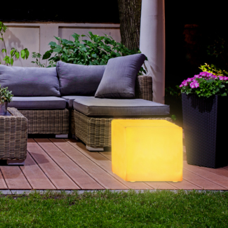 wuuhoo® LED Solarlampe Kubi mit 16 Farben 20-50cm, wetterfester und dimmbarer LED Würfel mit Fernbedienung, Solar Würfellampe für Drinnen und Draußen, Gartenlampe, Gartenbeleuchtung 50 cm