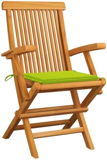 vidaXL Gartenstühle mit Hellgrünen Kissen 6 Stk. Massivholz Teak 3062552