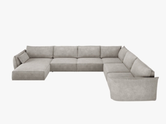 Micadoni Panorama-Ecksofa Kaelle 8-Sitzer Rechts Chenille Over The Horizon Hellgrau