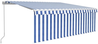 vidaXL Markise Manuell Einziehbar mit Rollo & LED 4,5x3 m Blau & Weiß 3069321