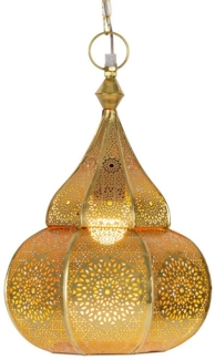 Marrakesch Orient & Mediterran Interior Pendelleuchte Orientalische Lampe Esstischlampe Ilham Gold - 40cm, Handarbeit