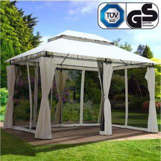 BRAST Pavillon Easiness 300x400x290cm Beige Moskitonetz TÜV geprüft UV-Schutz