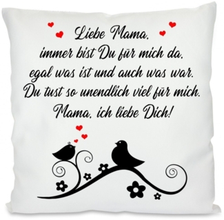 Herzbotschaft Dekokissen Kissen mit einseitigem Motiv Liebe Mama immer bist du für mich da, Kissenhülle mit Füllung