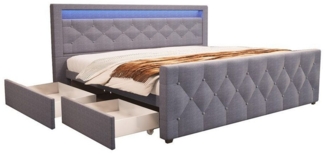 HOME DELUXE Polsterbett VELARA - 140 x 200 cm Dunkelgrau