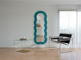 Vente-unique - Organischer Spiegel - Samt - 60 x 160 cm - Blau - LINOA