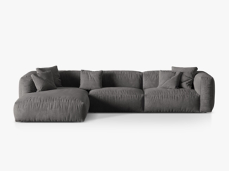Micadoni Ecksofa Martina 3-Sitzer Samt Grau Links