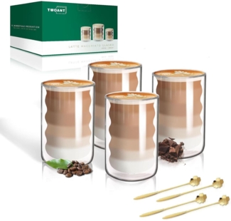 4 Latte Macchiato Gläser Doppelwandig 400ml inkl. Löffel