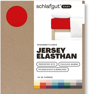 Schlafgut 'Easy' Spannbettlaken, MADE IN GREEN by OEKO-TEX®, Gummizug: rundum, Jersey Elasthan, Red Deep, S 90x190 cm - 100x220 cm