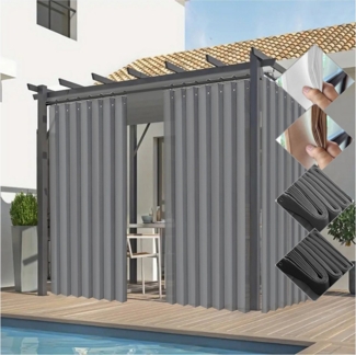 Jibenhome Outdoorvorhang Sichtschutz Vorhang Raumteiler, Wasserdicht Lamellenvorhang, (2 St), für Rasen, Garten, Schnurloser Duschvorhang, Türvorhang