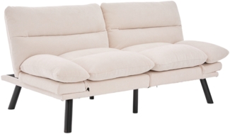 LVHOM Klappsofa aus Chenille Stoff, Schlafsofa mit verstellbaren Armlehnen & Rückenlehne, Metallfüßen, für Wohnzimmer, Schlafzimmer, Beige