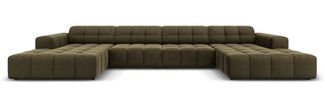 Micadoni Panorama Sofa Jennifer 6-Sitzer Samt Grün