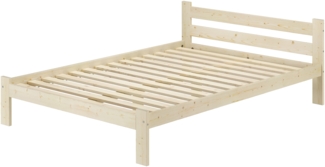 Doppelbett Gästebett 140x200 Fichte massiv unbehandelt mit wählbarem Zubehör V-60.60N-14Rollrost inkl.