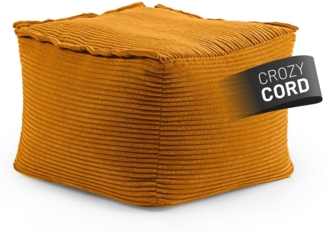 Lumaland Sitzsack-Sofa, Polyester, Pouf, Cord - Senfgelb, 40 x 54 x 54 cm