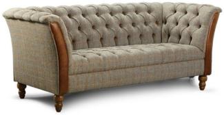 Casa Padrino Luxus Chesterfield 2er Sofa Grau / Braun 186 x 87 x H. 77 cm - Wohnzimmer Sofa mit Echtleder - Chesterfield Wohnzimmer Möbel