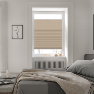 Lichtblick Sonnenschutzsysteme GmbH Verdunklungsplissee Helsingborg 30 cm x 100 cm (BxL) Beige Verdunkelnd mit Thermofunktion; einfache Installation mit Klemmträgern; verspannt