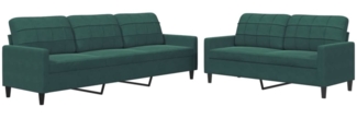 vidaXL 2-tlg. Sofagarnitur mit Kissen Dunkelgrün Samt 3278473