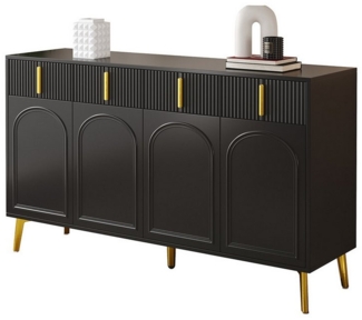 XDeer Sideboard Sideboard mit goldenen Griffen und Beinen 4 Schubladen, Aufbewahrungsschrank für Esszimmer und Wohnzimmer 140*37,8*82cm