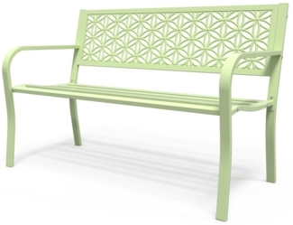 VINGLI Bank Gartenbank Metall, 2-Sitzer, bis 250 KG belastbar (inkl. Anleitung), 2er Bank, Wetterfest, 127 x 61 x 84 cm, Grün