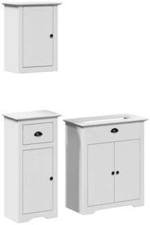 vidaXL 3-tlg. Badmöbel-Set BODO Weiß Massivholz Kiefer 3307647