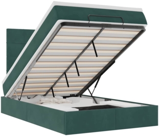 vidaXL Ottoman-Bett mit Matratzen & LEDs Dunkelgrün 120x190 cm Samt 3314309