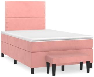 vidaXL Boxspringbett mit Matratze Rosa 120x190 cm Samt 3270468