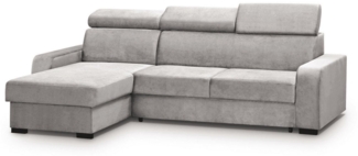 MOEBLO Ecksofa CAMILLE, Konstruktion aus Massivholz und Laminatplatte, mit Schlaffunktion, Bettkasten und verstellbaren Kopfstützen – Universell einsetzbares L-förmiges Sofa, Eckcouch Wohnlandschaft Sofa mit Ottomane Eckgarnitur Polsterecke, -(BxHxT):2...
