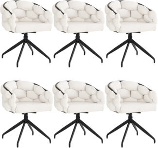 Merax Samtstühle(6 st), 6er-set Drehstuhl, 360° drehbar, Polsterstühle, Esszimmerstühle mit Rückenlehne, Ergonomischer Stuhl, Bubble Stühle, Beige