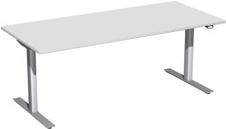 Elektro-Hubtisch 'Flex', höhenverstellbar, 180 x 80 x 68-116cm, gerade, Lichtgrau / Silber