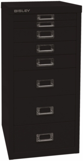 Bisley Multidrawer Schubladenschrank aus Metall mit 8 Schubladen DIN A4 ohne Sockel - Farbe: Schwarz, L298-633