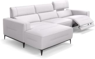 Sofanella Ecksofa TERAMO Ledersofa Eckgarnitur Eckcouch in Weiß S: 260 Breite x 101 Tiefe