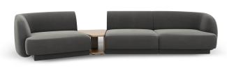 Micadoni Modulares Sofa Miley 3-Sitzer Links Samtstoff Hellgrau