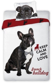 texpot Bettwäsche Hund Bulldoge Garnitur Baumwolle, Baumwolle, 2 teilig