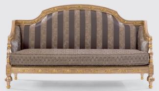 Casa Padrino Luxus Barock Sofa Grau / Silber / Gold - Prunkvolles Wohnzimmer Sofa mit elegantem Muster - Möbel im Barockstil