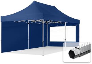 3x6 m Faltpavillon PROFESSIONAL Alu 40mm, Seitenteile mit Panoramafenstern, blau