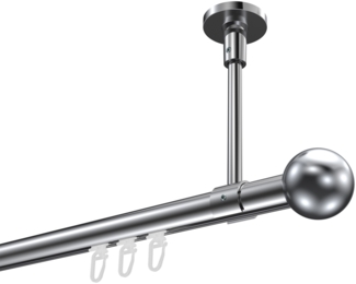 Innenlauf-Gardinenstangen-Set Sonette Luino 100 cm, 1-läufig, 20 mm Ø Chrom