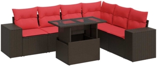 vidaXL 14-tlg. Garten-Sofagarnitur mit Kissen Braun Poly Rattan Akazie 3326815